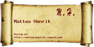 Mattes Henrik névjegykártya